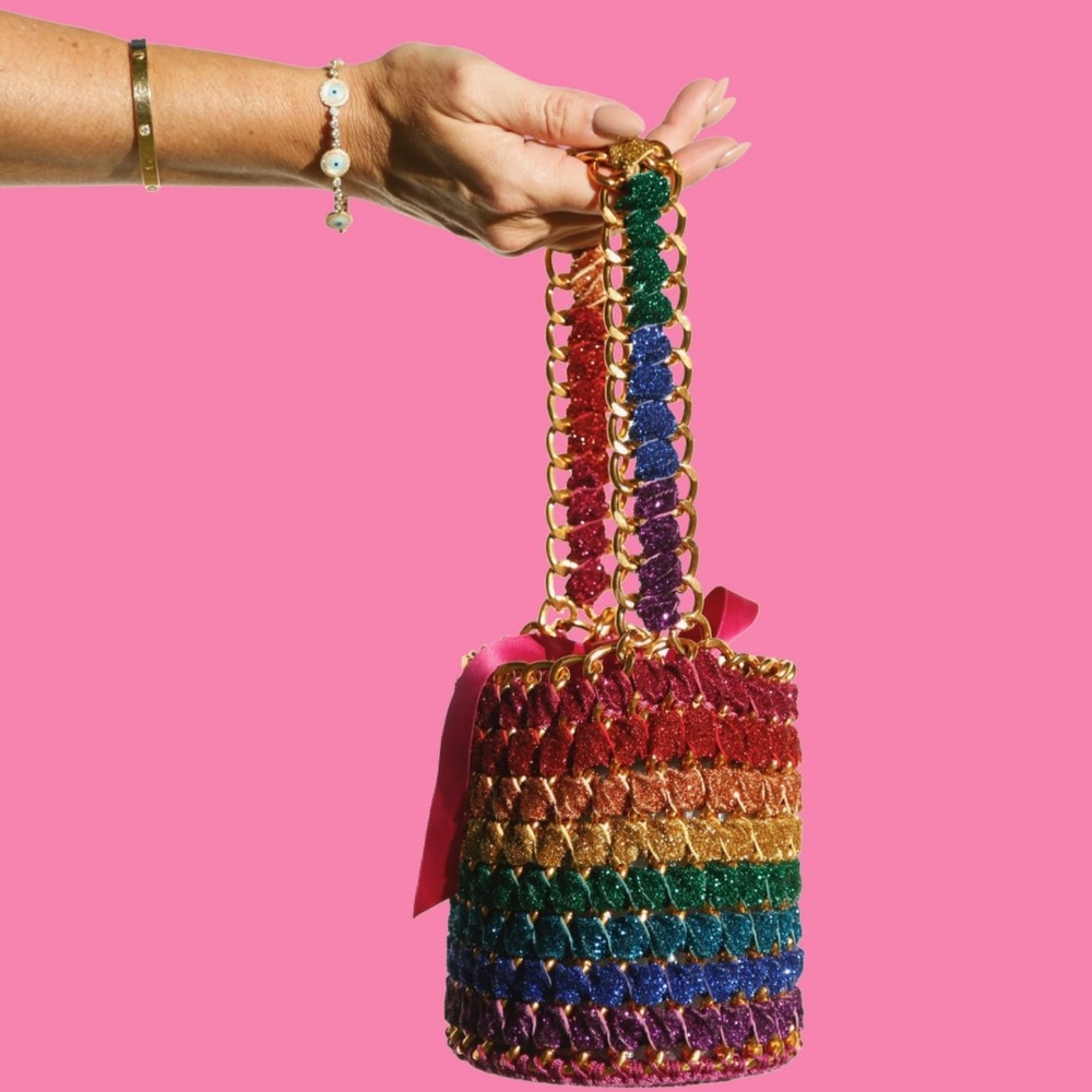 Vibrant Rainbow Crochet Mini Bag